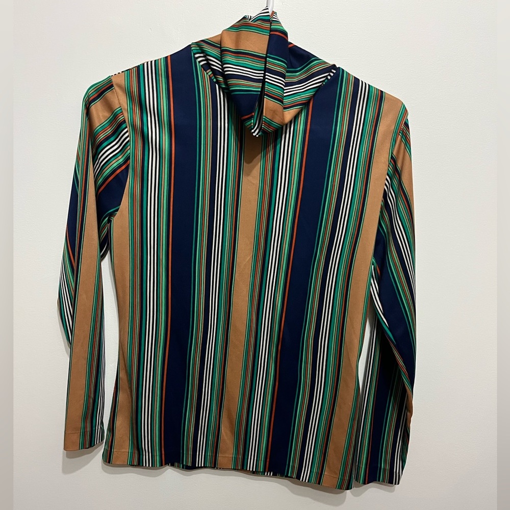 1970s vintage striped turtleneck - Size S/M